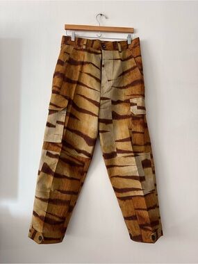 Pierre-Louis Mascia Italian Cargo Trousers - Size L - Tiger Print cotton